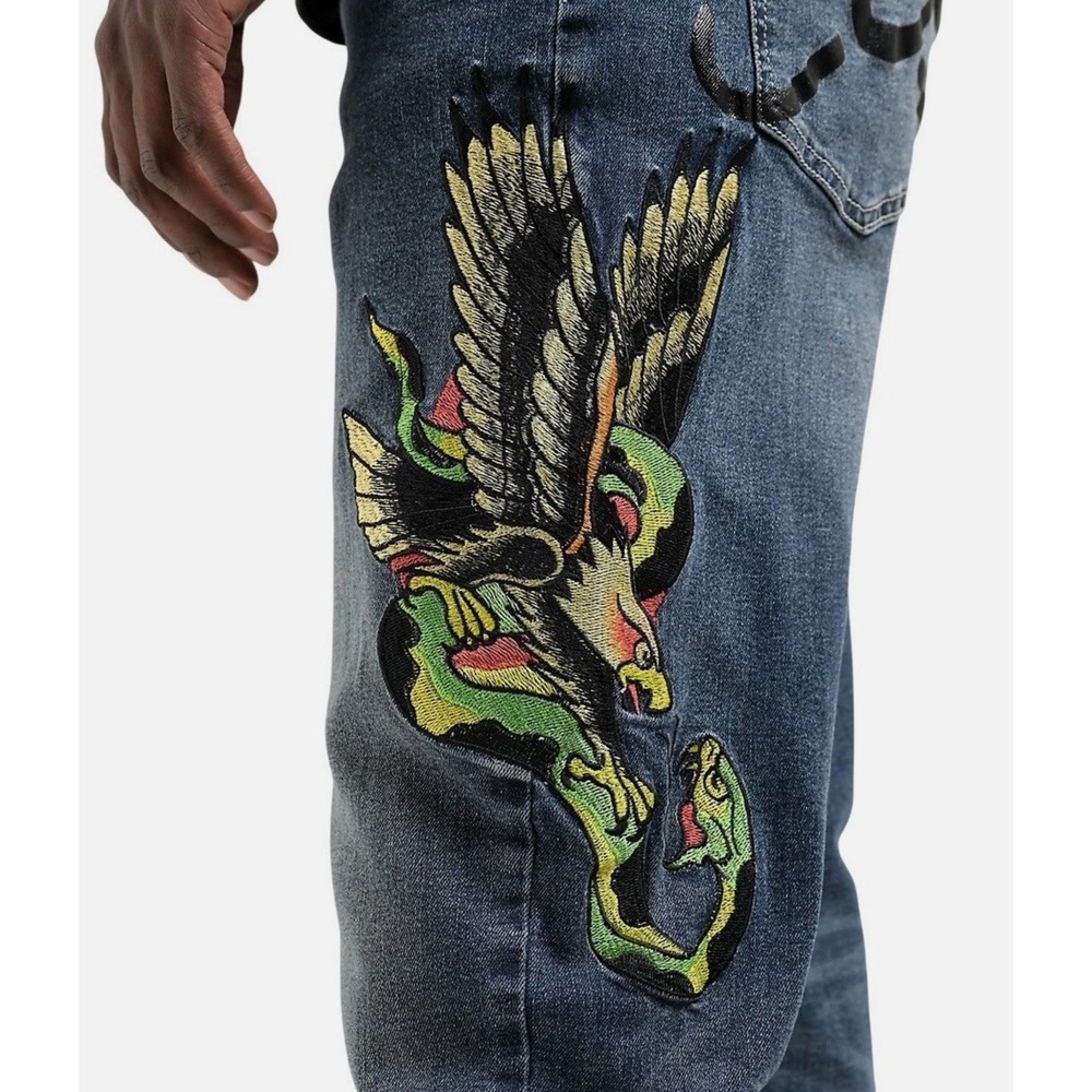 ED‎ HARDY Eagle Snake Slim Straight Denim Embroidered Y2K Jeans MEHD8301 NWT 28 - Picture 3 of 13